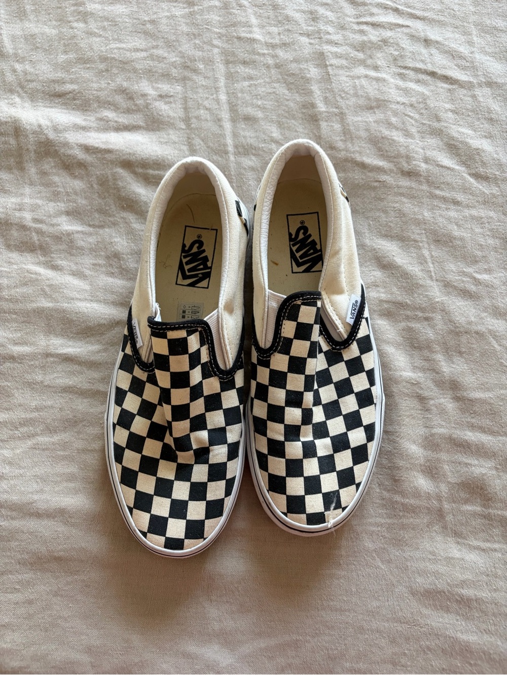 Vans Women’s Classic Slip-On Checkerboard Sneakers - Black/White
